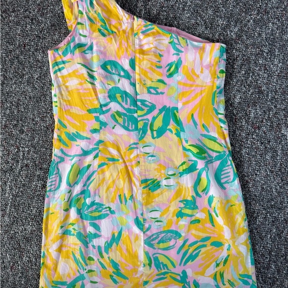 Lilly Pulitzer Chloe 1 Shoulder Pink Barbie Core Soft girl Silk Dress Corset - Picture 6 of 14